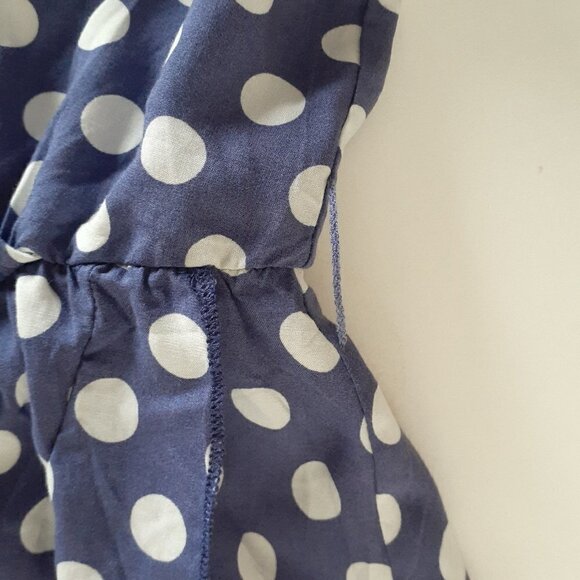 Grecerelle High-Low Maxi Wrap Dress; Blue Polka Dots; Cap Sleeves; Size Small - Picture 4 of 6
